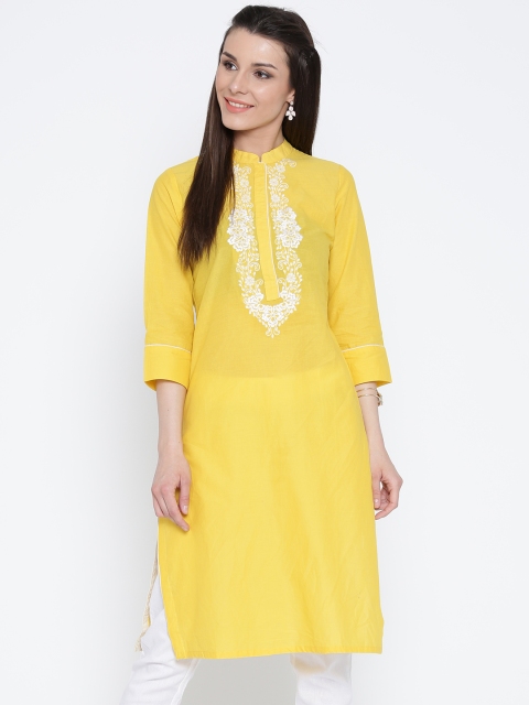 

Rangriti Women Yellow Straight Kurta