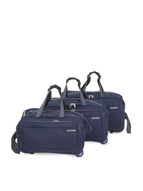 

Teakwood Leathers Set Of 3 Blue Solid Soft Sided Duffle Bag