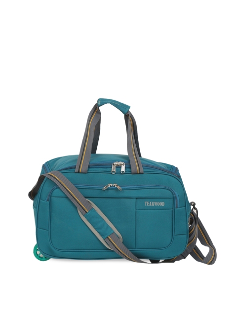 

Teakwood Leathers Teal Solid Soft Sided Duffle Trolley Bag