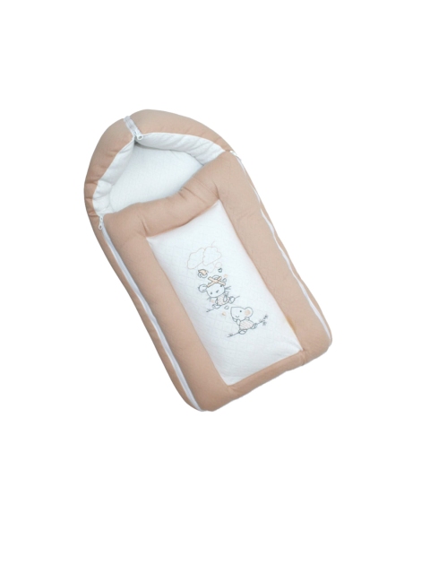 

Born Babies Infants Beige & White Solid Cotton Sleeping Bag