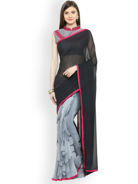 

Shaily Black & Pink Pure Georgette Saree