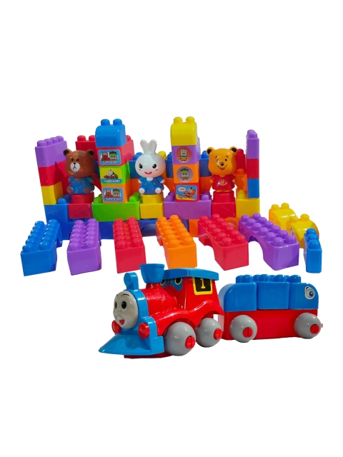 

WEMBLEY Kids Blue & Red Train Building Block Set Construction Toys