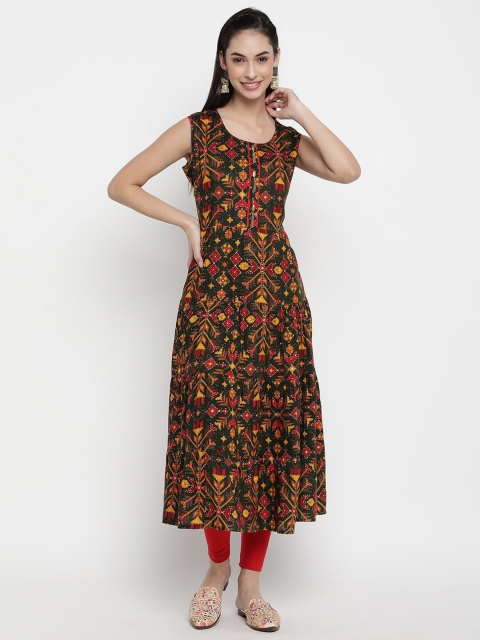 

V2 Value & Variety Women Green Ethnic Motifs Printed Kurta
