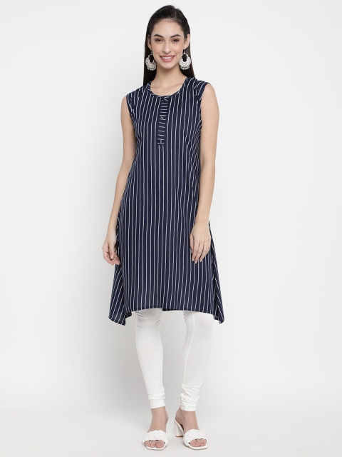 

V2 Value & Variety Women Blue & White Striped Kurta
