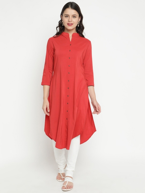 

V2 Value & Variety Women Orange Solid Cotton Kurta