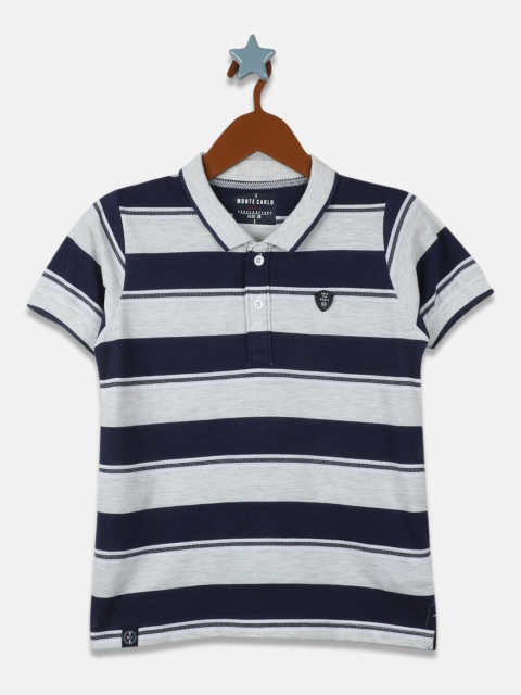 

Monte Carlo Boys Grey & Blue Striped Polo Collar T-shirt