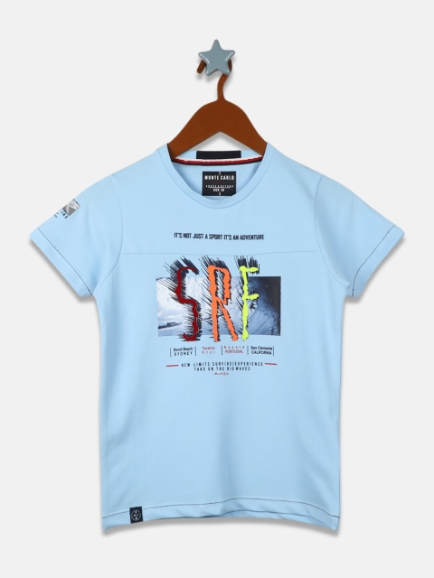 

Monte Carlo Boys Blue Typography Printed T-shirt
