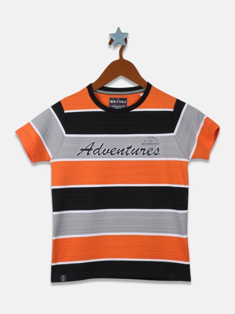 

Monte Carlo Boys Orange & Black Striped T-shirt