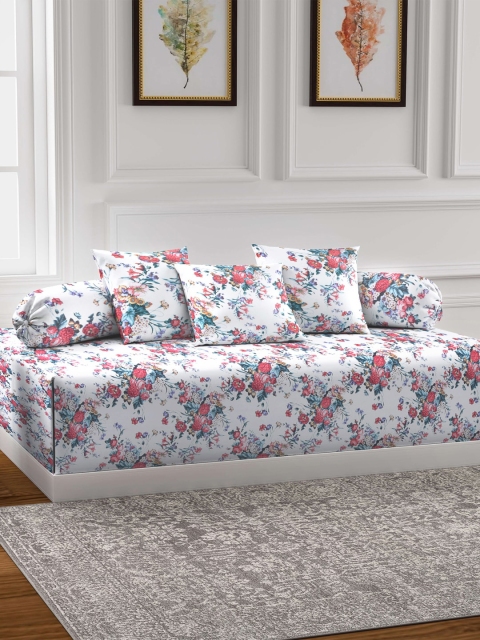 

KLOTTHE White & Red Printed Diwan Set
