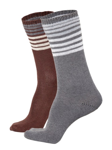 

Bharatasya Men Pack of 2 Brown & Grey Above Ankle Length Socks