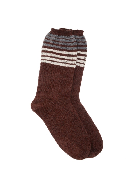 

Bharatasya Men Brown Striped Calf-Length Pure Cotton Socks