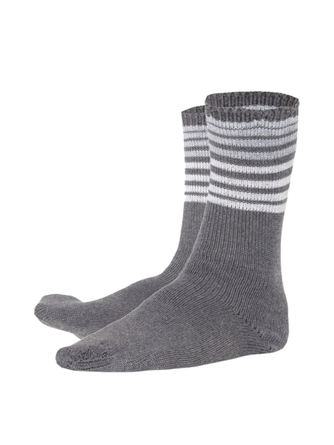 

Bharatasya Men Grey Striped Calf-Length Pure Cotton Socks