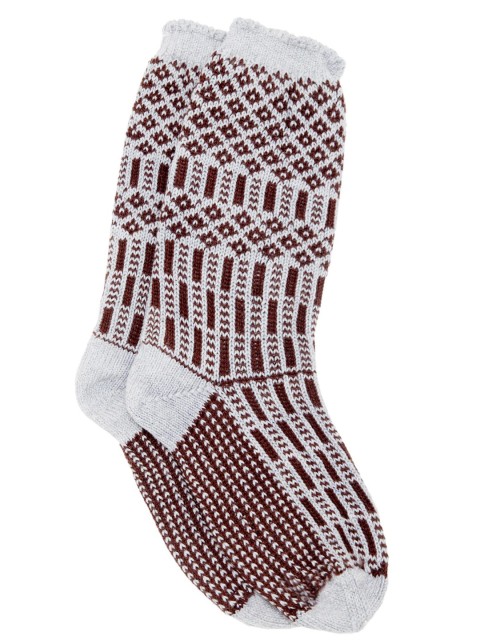 

Bharatasya Grey Geometric Jacquard Cotton Calf Length Socks