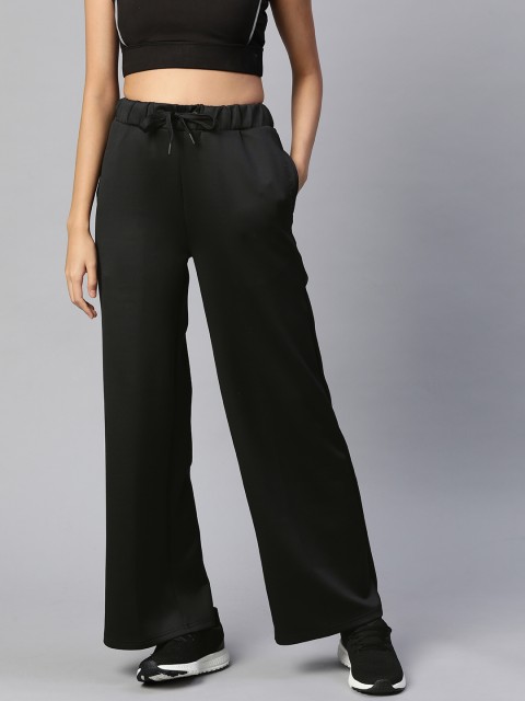 

Marks & Spencer Women Black Solid High-Rise Wide Leg Track Pants