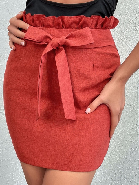 

BoStreet Women Pink Solid Mini Pencil Skirt