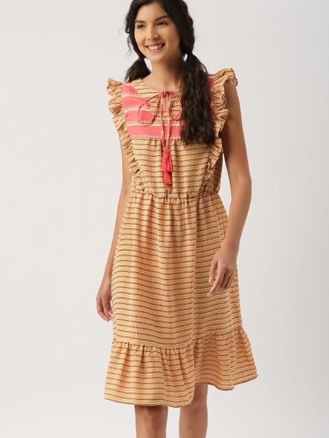 

DressBerry Women Multicoloured Printed Fit & Flare Dress, Multi
