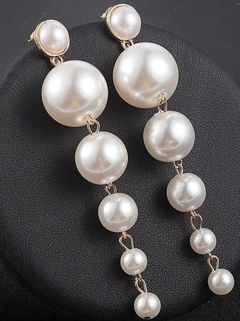 

ANNA CREATIONS White Contemporary Jhumkas Earrings