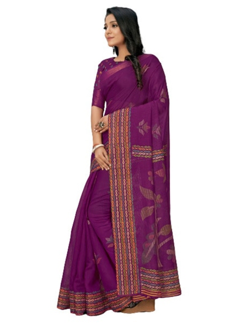 

KALINI Magenta & Green Woven Design Silk Cotton Saree