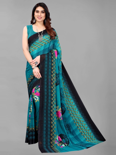 

KALINI Teal & Pink Pure Georgette Saree