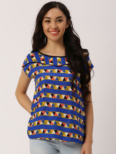 

DressBerry Women Blue Printed Top