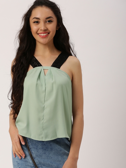 

DressBerry Women Green Solid Top