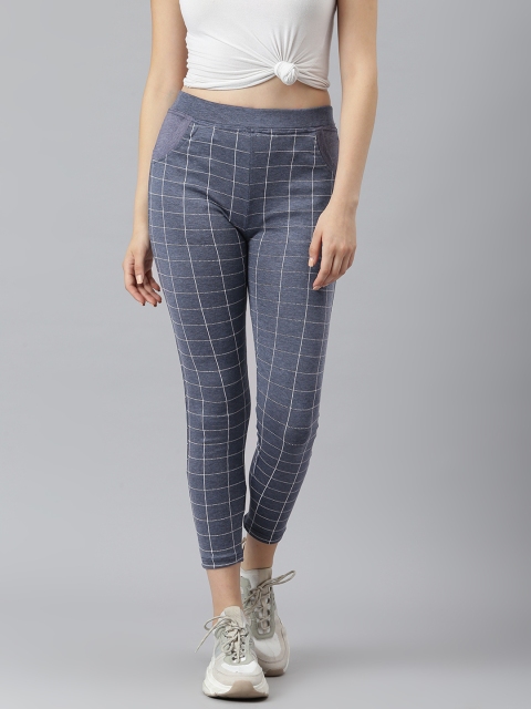 

Aarika Women Blue & White Checked Woven Design Track Pants