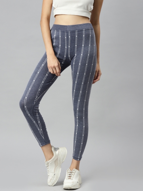 

Aarika Women Grey & White Pure Cotton Striped Regular Gym Tights