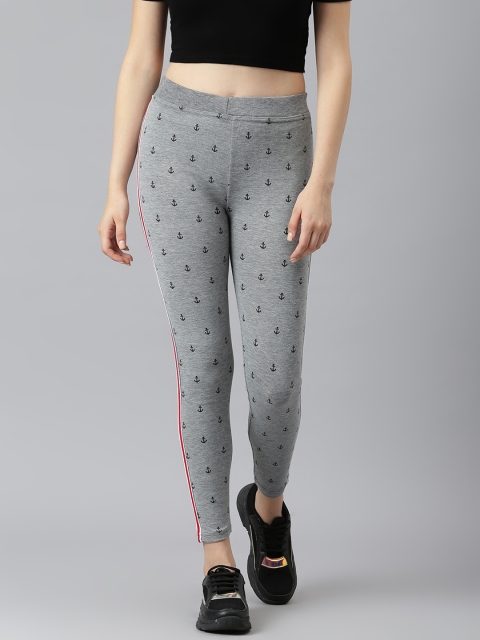 

Aarika Women Grey Melange & Black Conversational Printed Track Pants
