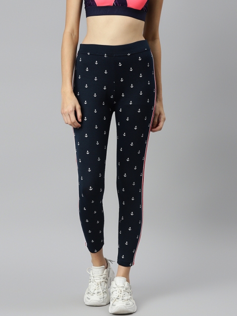 

Aarika Women Navy blue & White Pure Cotton Anchor Print Regular Gym Tights