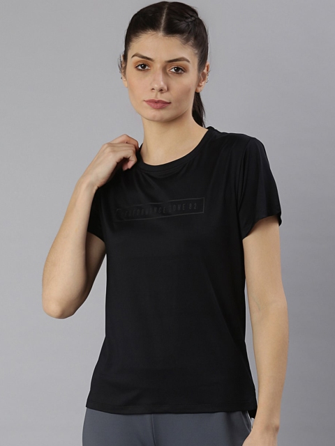 

MKH Women Black Typography Dri-FIT Training or Gym T-shirt