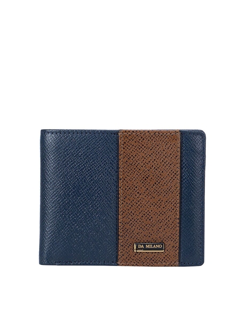 

Da Milano Men Blue & Tan Textured Leather Two Fold Wallet