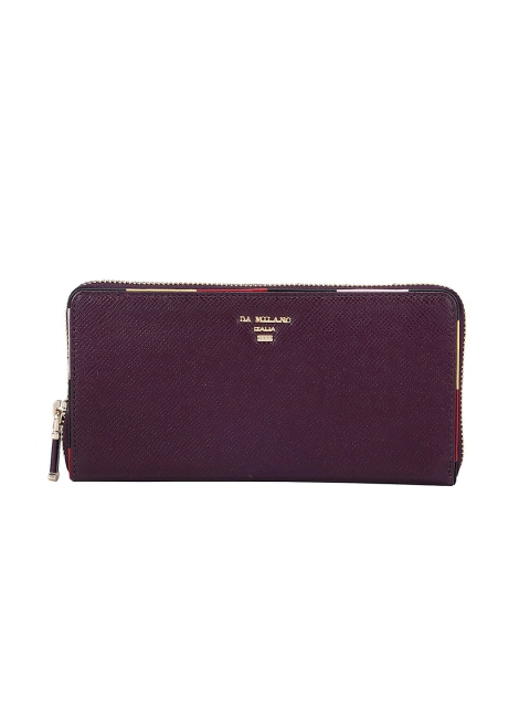 

Da Milano Women Burgundy Textured Leather Zip Around Wallet