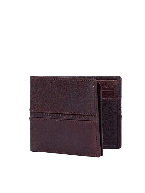 

Da Milano Men Burgundy Textured Leather Two Fold Wallet