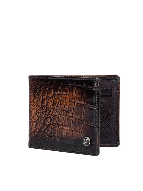 

Da Milano Men Brown Textured Leather Two Fold Wallet