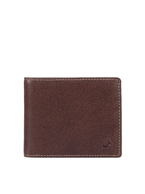 

Da Milano Men Brown Textured Leather Two Fold Wallet