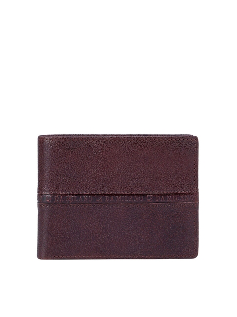 

Da Milano Men Burgundy Textured Leather Two Fold Wallet