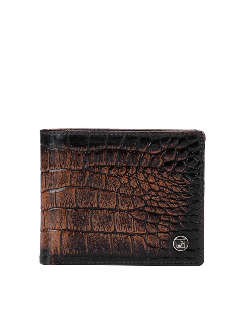 

Da Milano Men Brown Textured Leather Two Fold Wallet
