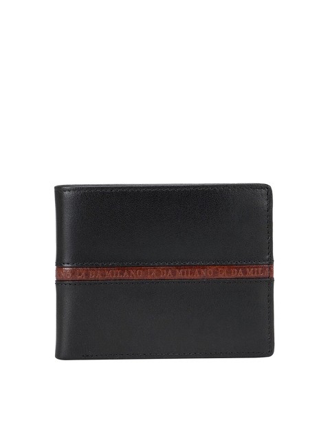 

Da Milano Men Black & Brown Textured Leather Two Fold Wallet