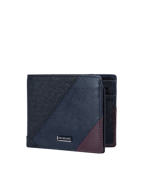 

Da Milano Men Black Textured Leather Two Fold Wallet