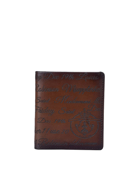 

Da Milano Men Brown & Black Textured Leather Two Fold Wallet