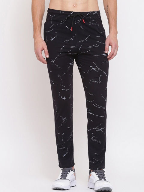 

MKH Men Black Abstract Printed Track Pants