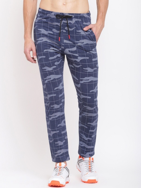 

MKH Men Blue & White Printed Track Pants