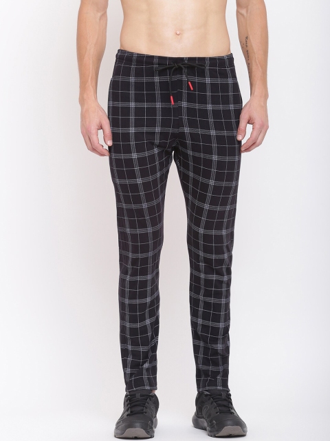 

MKH Men Black & White Checked Printed Cotton Track Pants