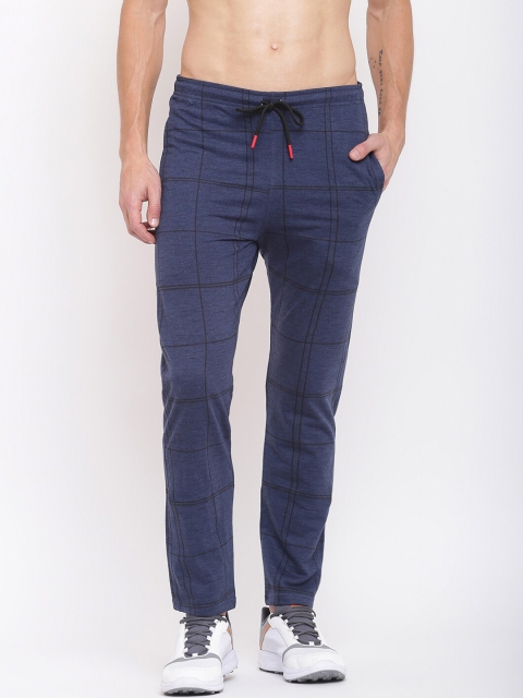 

MKH Men Blue Checked Track Pants