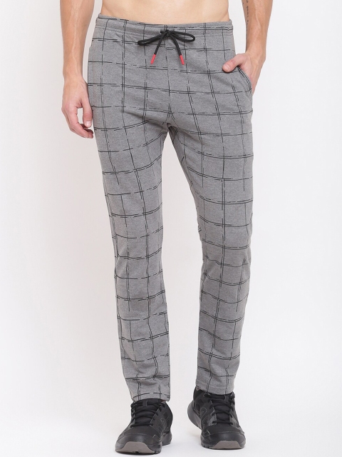 

MKH Men Grey Melange Checked Track Pants