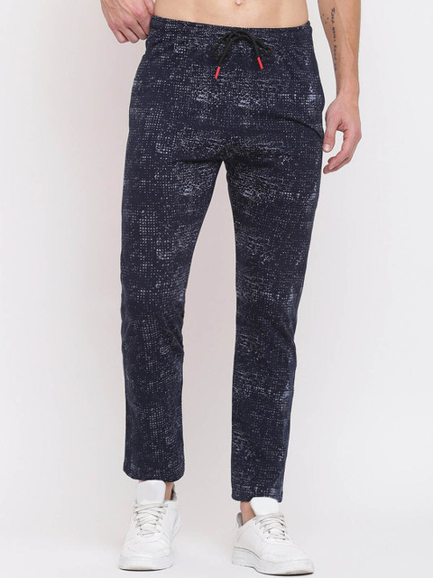 

MKH Men Navy Blue Self Design Track Pant