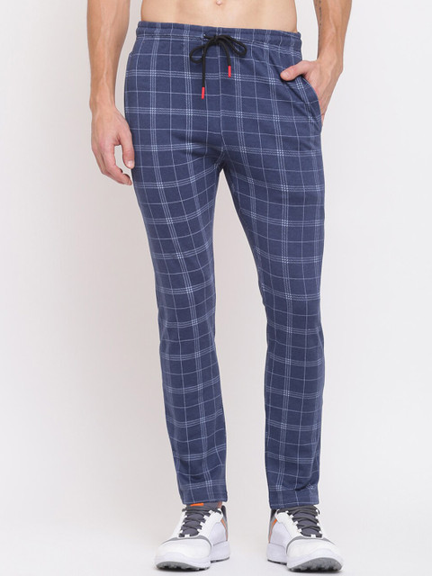 

MKH Men Blue Checked Track Pant