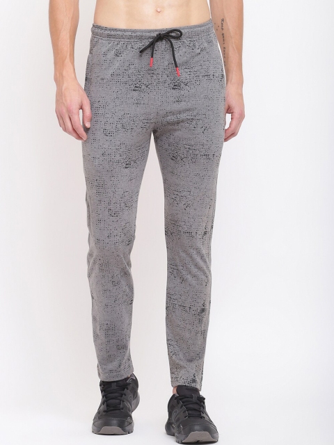 

MKH Men Grey Melange Self Design Track Pants