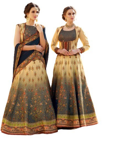 

SAPTRANGI Women Cream Lehenga Choli
