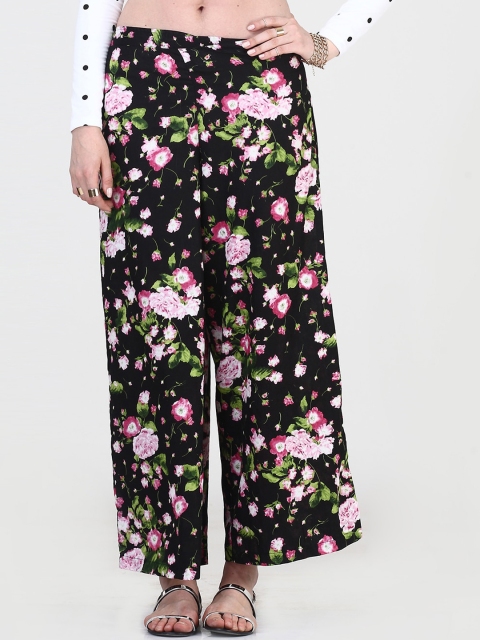 

FabAlley Women Black Floral Printed Trousers
